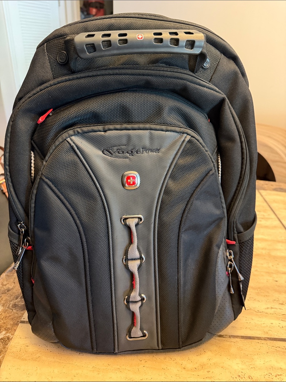 SwissGear Black Backpack with Red Accents - Padded Laptop Bag